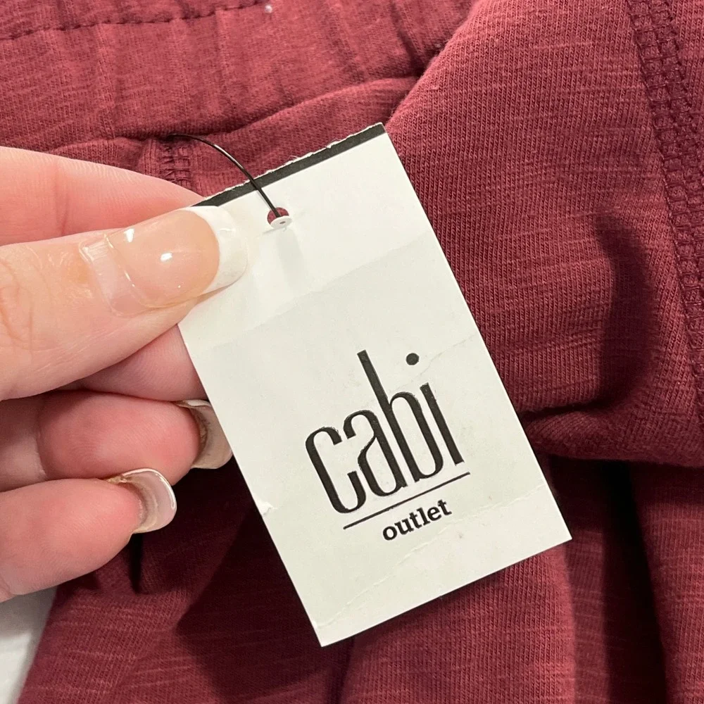 Cabi Training Jogger Womens L Burgundy Slub Knit Elastic Waist Activewear